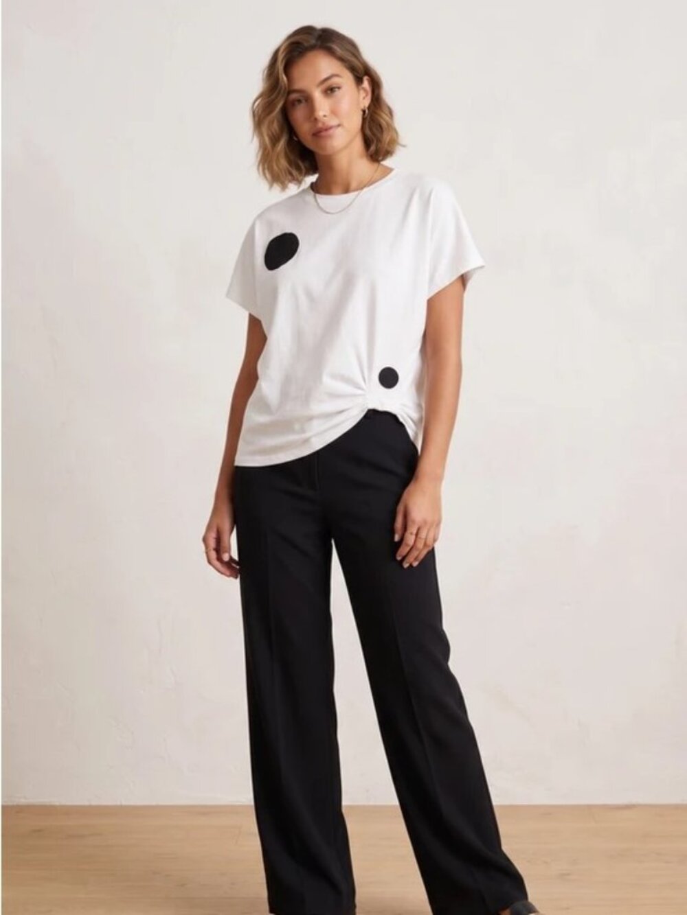 White Metropolitan Polka Dot Twist Tee